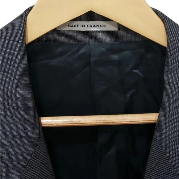 Yves Saint Laurent Gray Pure Wool Striped Blazer 46R - Picture 3 of 6